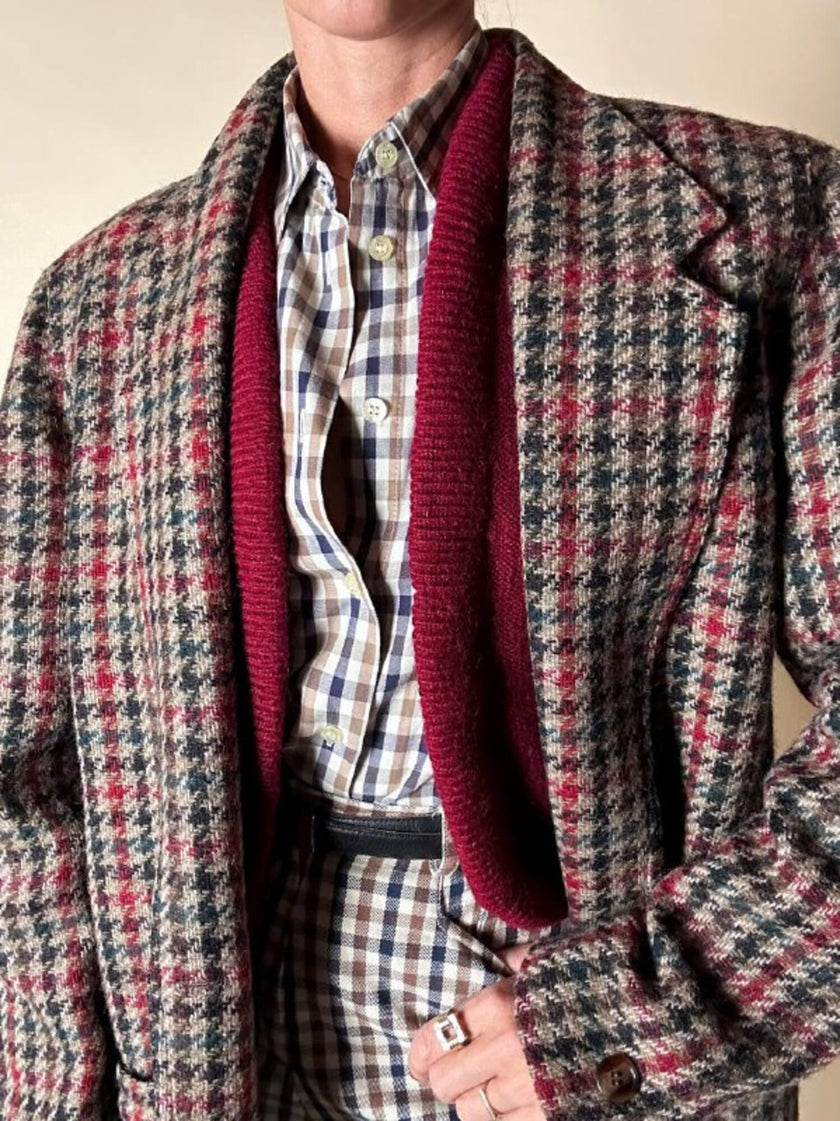Les Copains houndstooth wool blazer