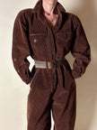 Cintura vintage Yves Saint Laurent in pelle marrone con maxi fibbia in resina
