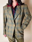 Blazer Yves Saint Laurent de lana con estampado de Príncipe de Gales verde y ocre