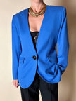 Blazer vintage Yves Saint Laurent in lana blu cobalto