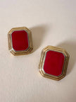 Clip ottagonali in metallo oro e smalto rosso