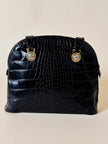 Borsa nera in pelle stampa coccodrillo “Gianni Versace”