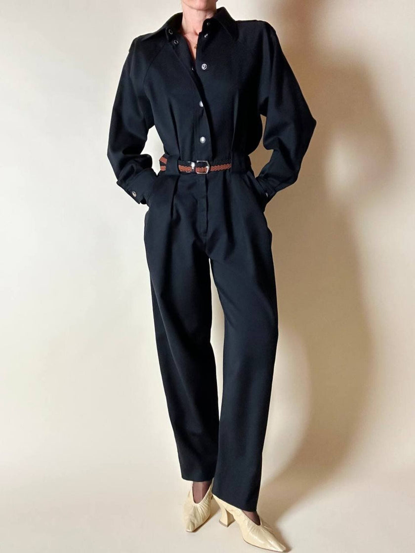 Jumpsuit vintage Yves Saint Laurent in lana nera