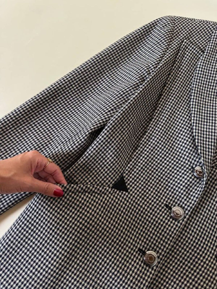 Blazer sciancrato in lana pied de poule “Rifat Ozbek”