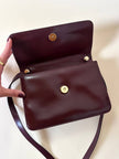 Fendissime handbag in burgundy brushed leather with gold chain jewel handle and detachable shoulder strap