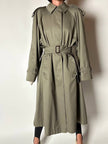 Vintage Aquascutum trench coat in khaki green gabardine with matching belt