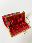 Borsetta vintage di perline rosse con frangia sul fondo