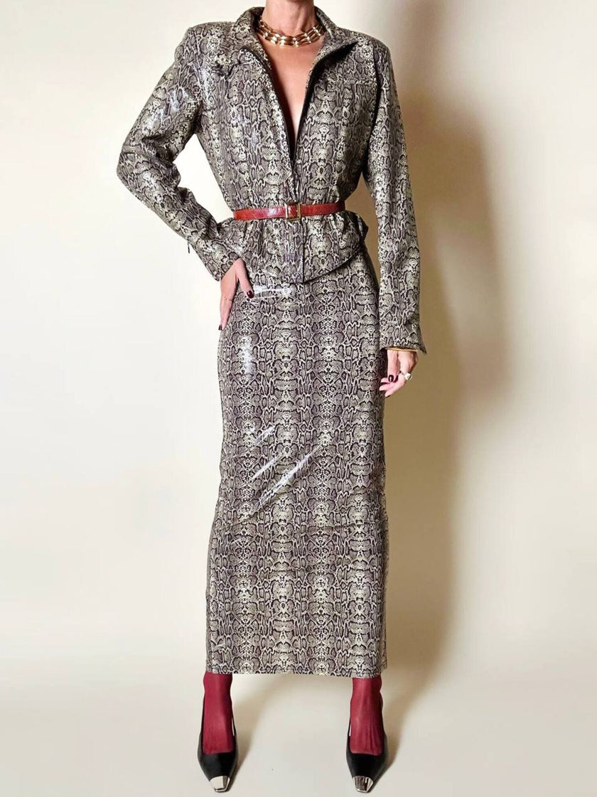 Ensemble Yvan & Marzia in tessuto stretch fantasia pitone