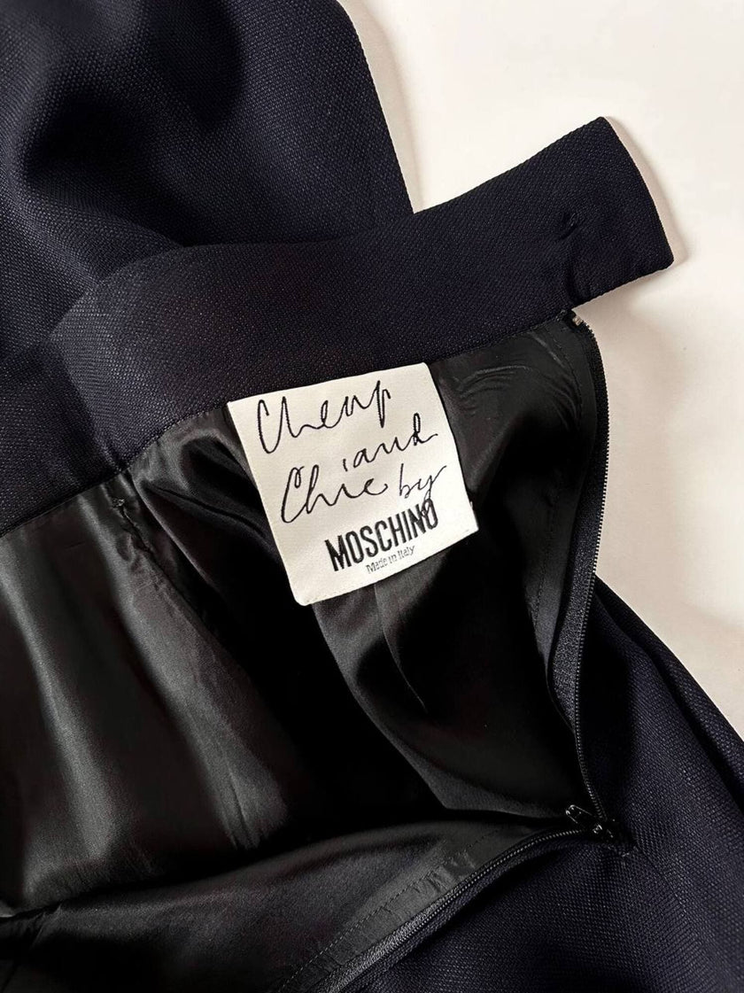 Gonna a tubino vintage Moschino Cheap and Chic con bottone a forma di cuore