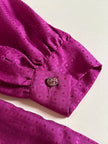 Camicia sartoriale con fiocco al collo in tessuto jacquard ciclamino