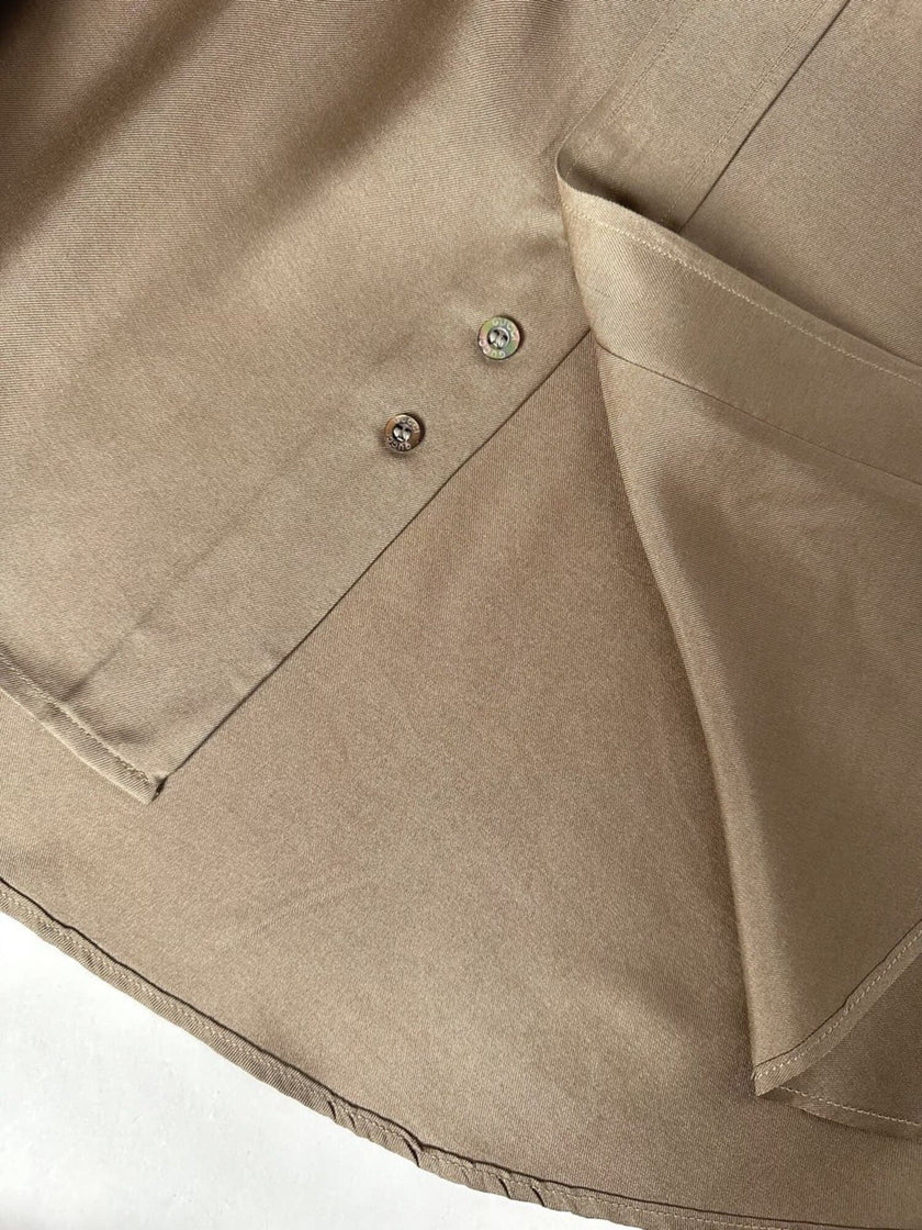 Vintage Gucci dove-grey silk shirt with mother-of-pearl buttons and French cuffs