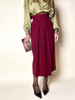 Cacharel burgundy crepe wrap-effect midi skirt