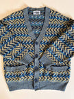 Cardigan Missoni Sport con pattern geometrico e trama tridimensionale nei toni del verde e blu
