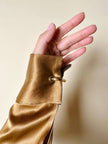 Blusa vintage Baila in seta bronzo con dettaglio gioiello nei polsi