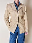Giacca sahariana Yves Saint Laurent in lino mélange honey beige