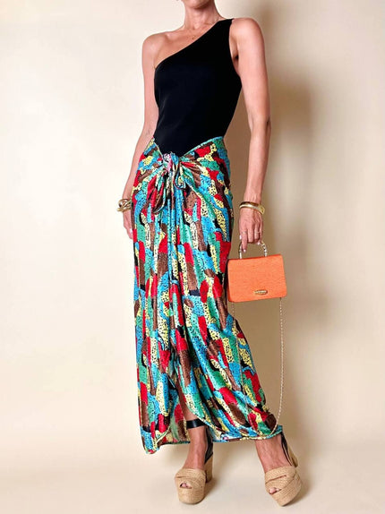 Gonna pareo fantasia astratta multicolor “Fendi”