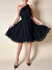 Abito mono spalla con gonna a ruota in voile di seta nero “MSGM”