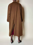 Cappotto lungo oversize in lana e cachemire cammello scuro con cintura in coordinato