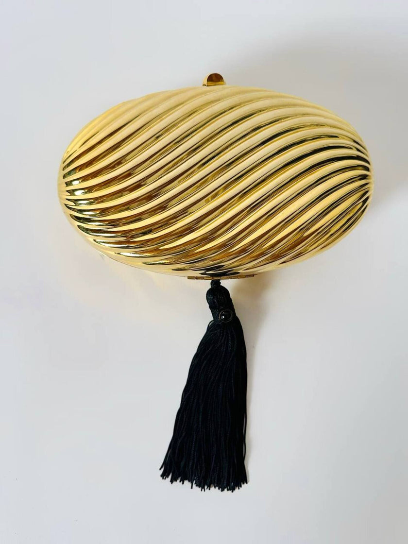 Vintage Schéilan Firenze jewel bag in twisted gold-tone metal with a couture tassel