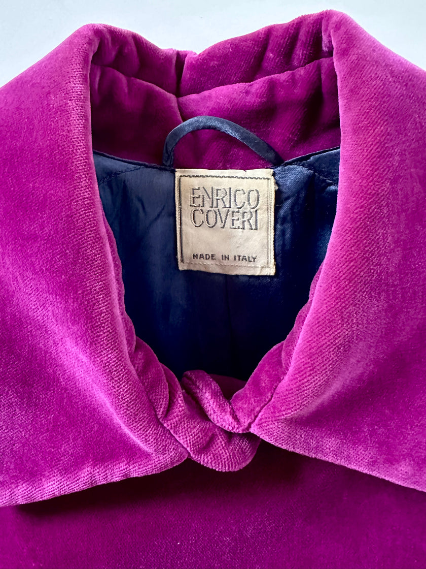Cappottino vintage Enrico Coveri in velluto viola ciclamino