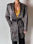 Blazer vintage Gianni Versace in seta goffrata a righe nere e avorio