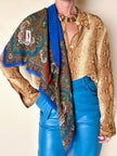 Foulard Yves Saint Laurent in lana leggera blu elettrico fantasia paisley