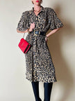 Chemisier vintage leopardato in tessuto micro plissé Henriette