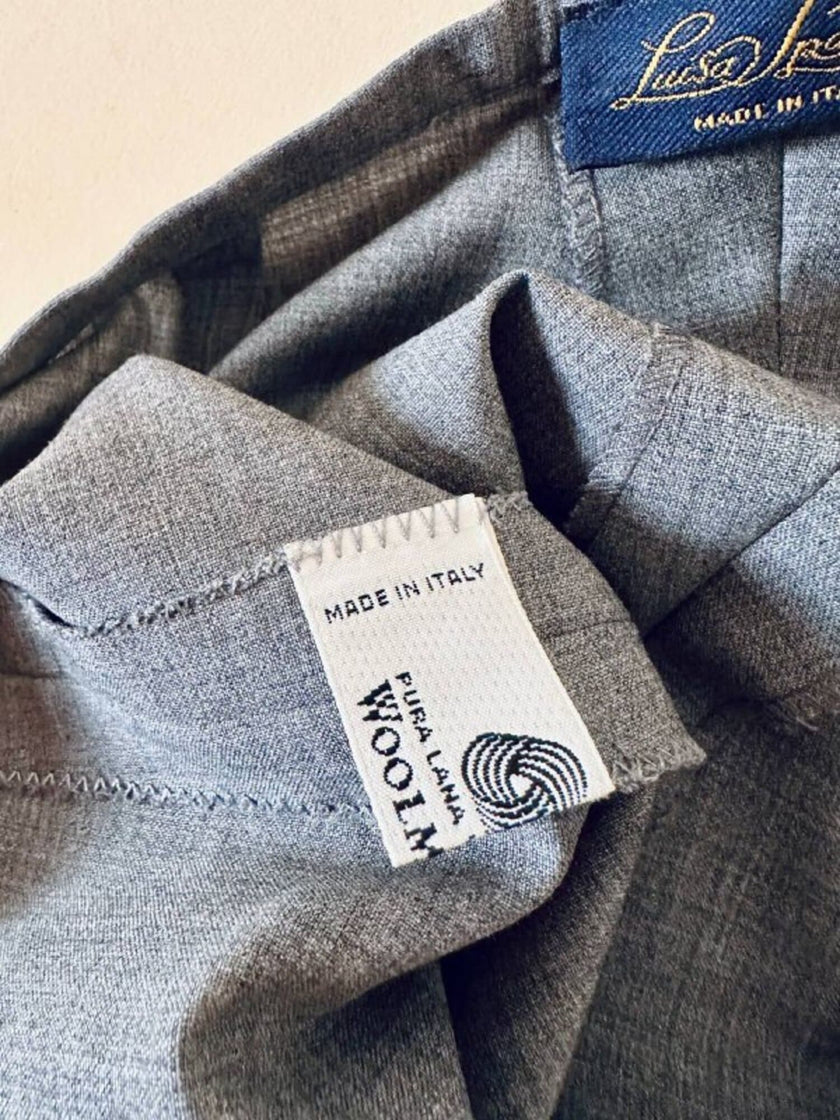Pantalone a palazzo in rasato di lana grigio “Luisa Spagnoli”