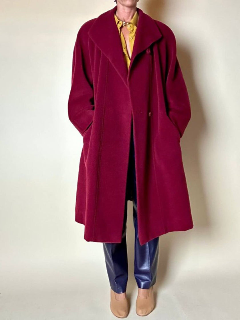 Cappotto Doppiopetto Vintage Arpa in Lana Borgogna – Lanificio G.B. Conte
