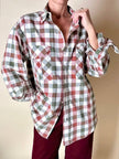 Camicia Yves Saint Laurent in cotone a quadri nei toni del bianco verde oliva e rosso mattone