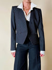Mini blazer doppiopetto gessato in lana nera “Salvatore Ferragamo”