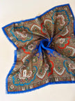 Foulard Yves Saint Laurent in lana leggera blu elettrico fantasia paisley