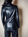 Blazer vintage in pelle nera Blue Deep taglio classico sciancrato