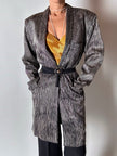 Blazer vintage Gianni Versace in seta goffrata a righe nere e avorio