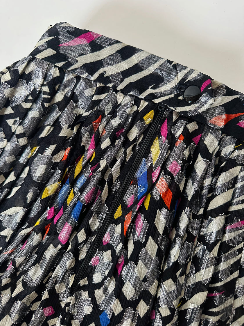Gonna vintage in seta jacquard operata con lamé  argento – Tessuto Gianni Versace