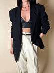 Blazer vintage oversize in rasato di lana nero Dani-Clear