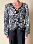 Giacca in cotone piquet bianco con fantasia a fiocchi neri “Yves Saint Laurent”