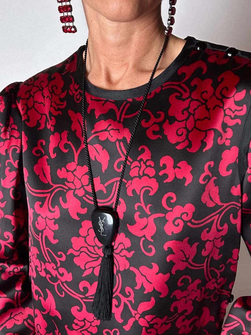 Collana vintage Yves Saint Laurent con pendente nappa couture – gioiello diffusore di aroma