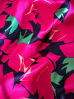Vintage Yves Saint Laurent Wickelkleid aus Seidensatin mit Blumenmuster