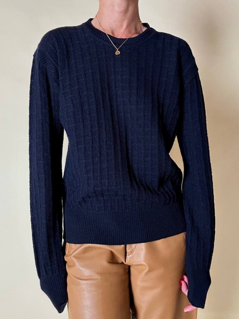 Maglioncino operato blu notte “Yves Saint Laurent”
