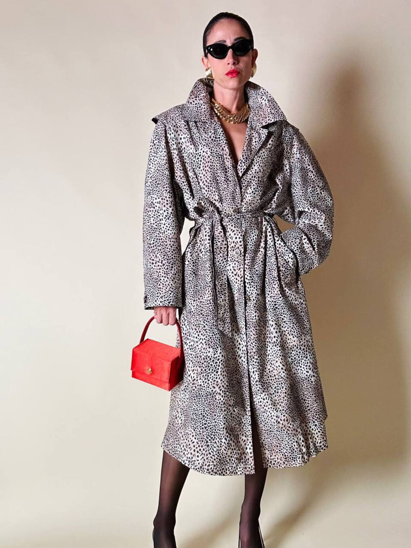 Trench oversize fantasia micro leopardo 