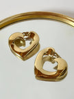 Vintage Yves Saint Laurent gold-tone metal heart-shaped clip-on earrings