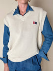 Gilet Valentino Sport in cotone beige con scollo a V logo sul petto