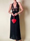 Slip dress vintage La Perla in seta nera e pizzo