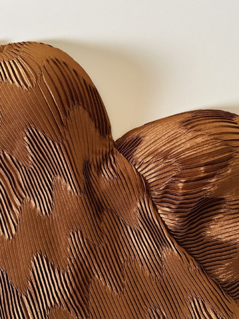 Bustier La Perla con scollo a cuore in tessuto micro plissé color bronzo