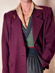 Blazer sartoriale in rasato di lana bordeaux con bottoni gioiello