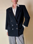 Blazer doppiopetto nero in pura lana “Yves Saint Laurent”