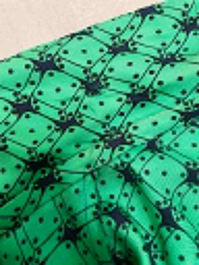 Completo sartoriale in seta verde smeraldo fantasia dadi
