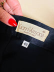 Pantalone a vita alta con pince in raso nero “Gianni Versace”