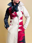 Cappotto redingote in lana fantasia astratta
